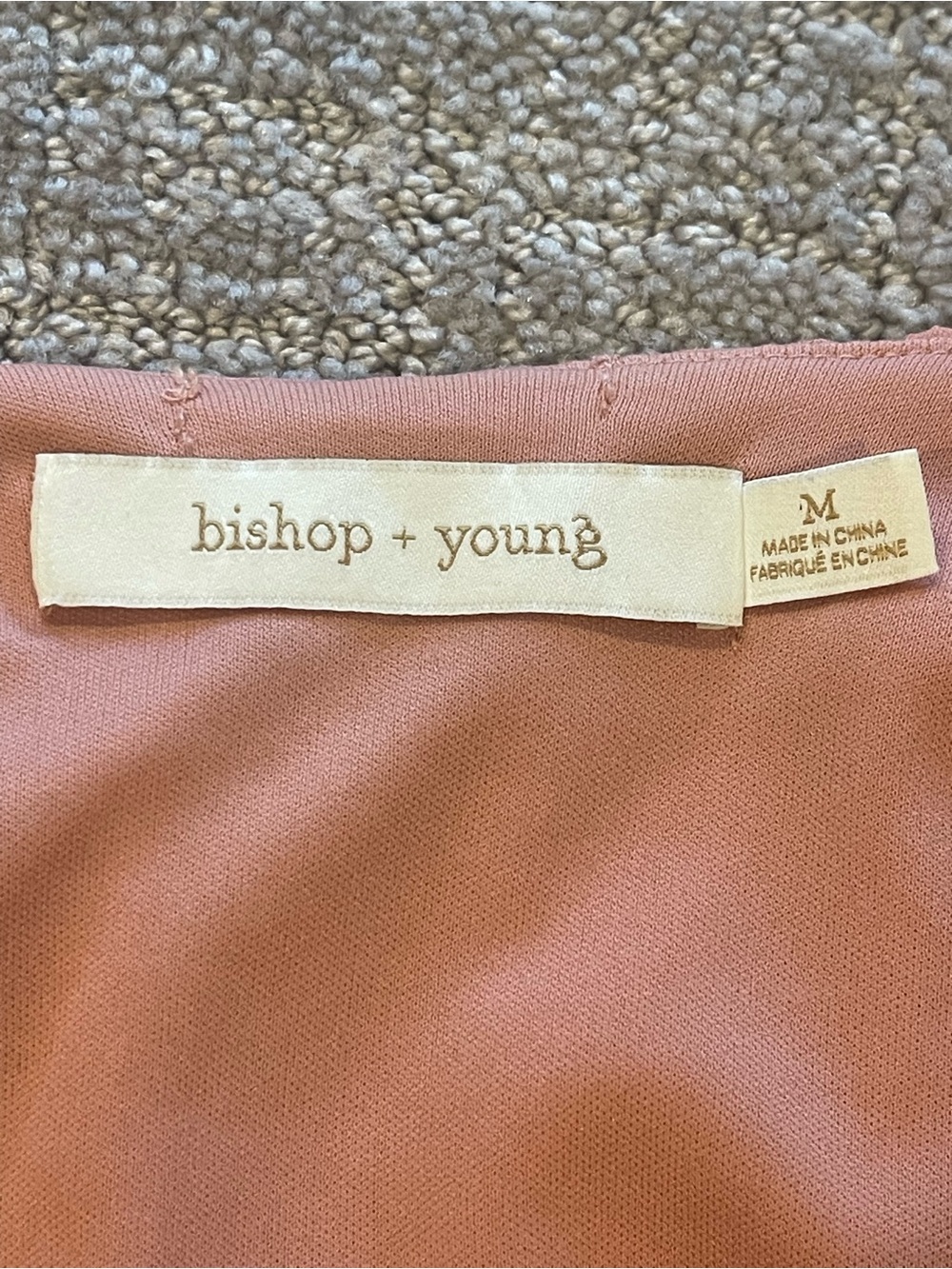 Bishop + Young Bubble Hem Long-Sleeve Blouse, Cropped, V Neck, Pink, Size M - Picture 5 of 16